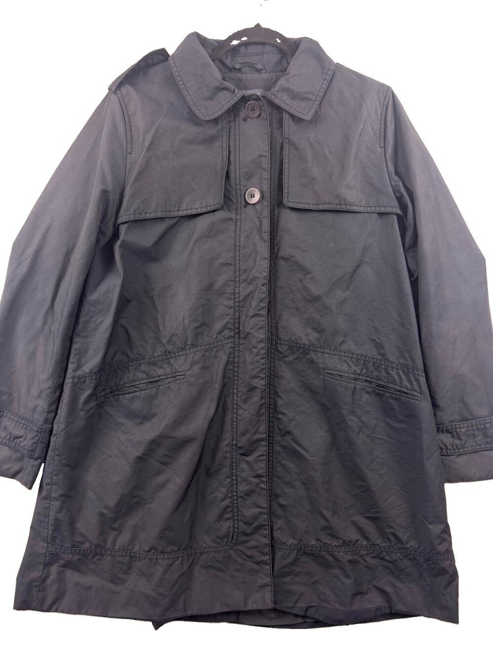 ZARA Basic Utility Trench Rain Coat Women’s Large Navy Blue Zip